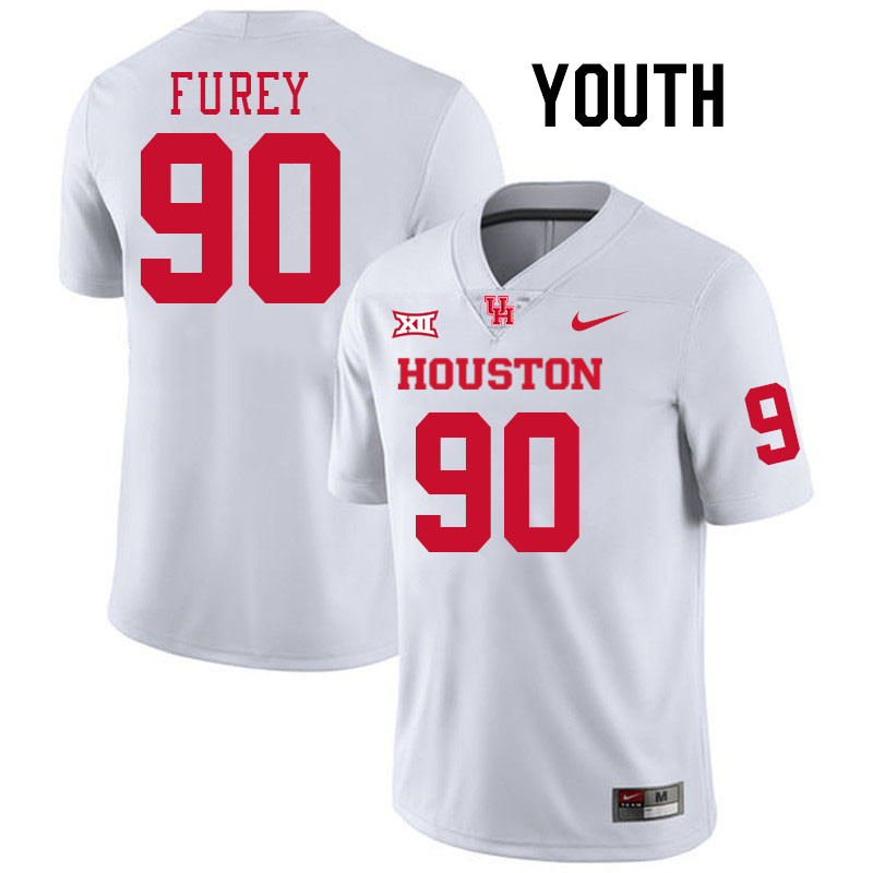 Youth #90 Trey Furey Houston Cougars College Football Jerseys Stitched-White